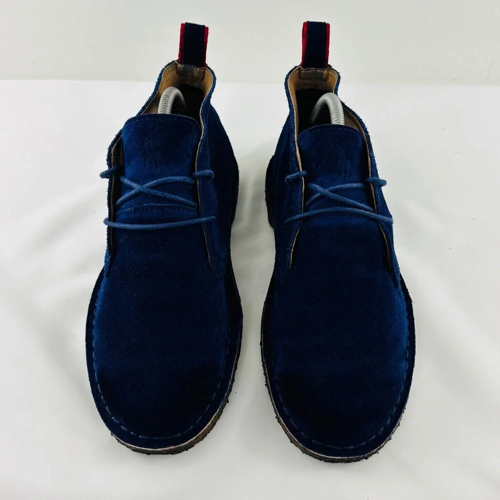 Polo Ralph Lauren Mens Blue Suede Casterton Chukka Boots Crepe Sole Size 8D